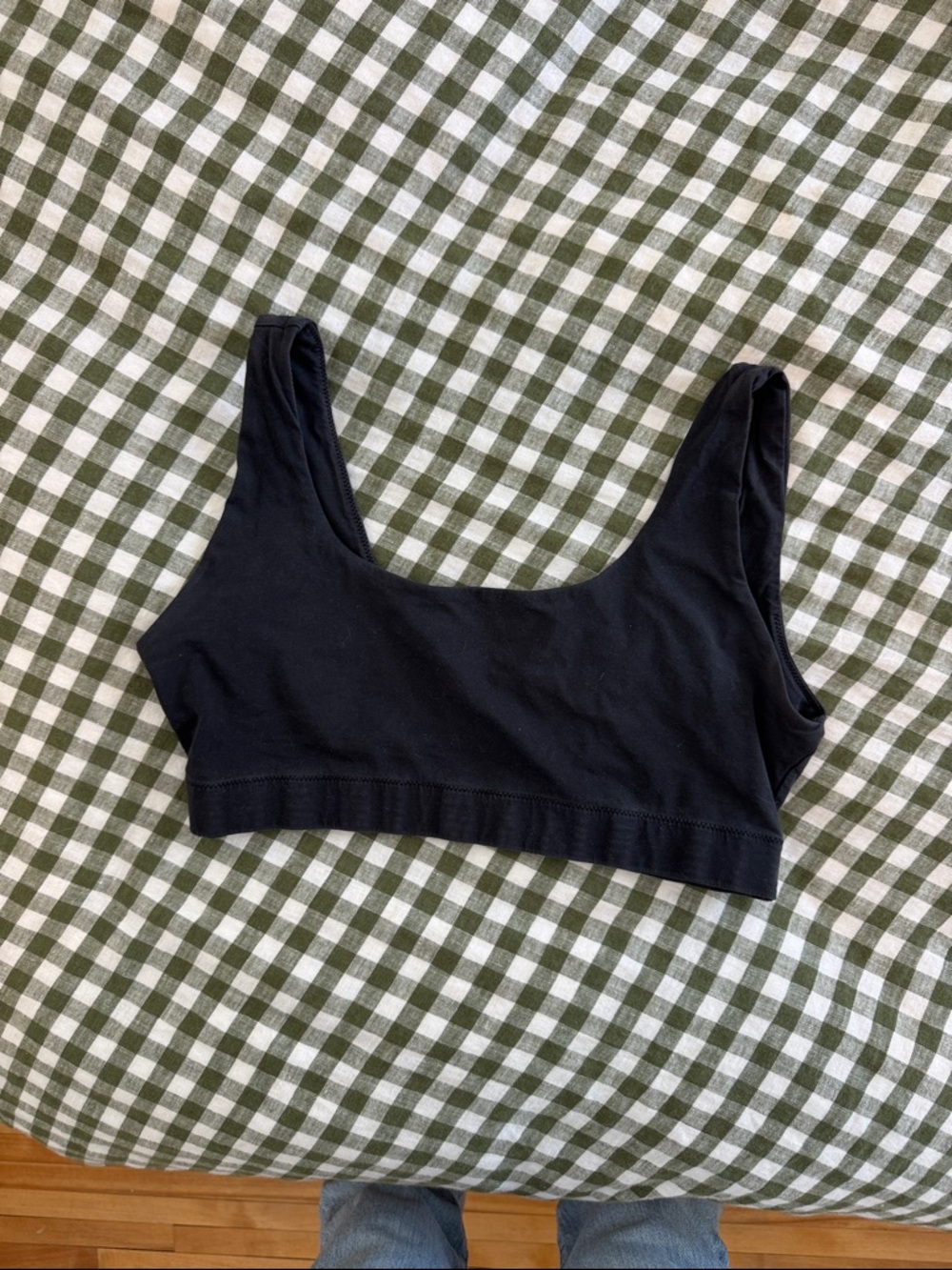 Everlane Black Scoop Neck Bralette in organic cotton